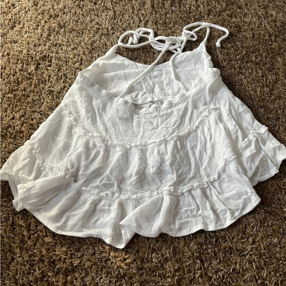 White Ruffled Tiered Camisole